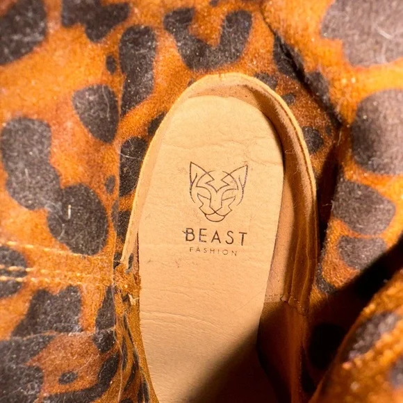 NWOT Beast Leopard Fringe Boots - Picture 2 of 3